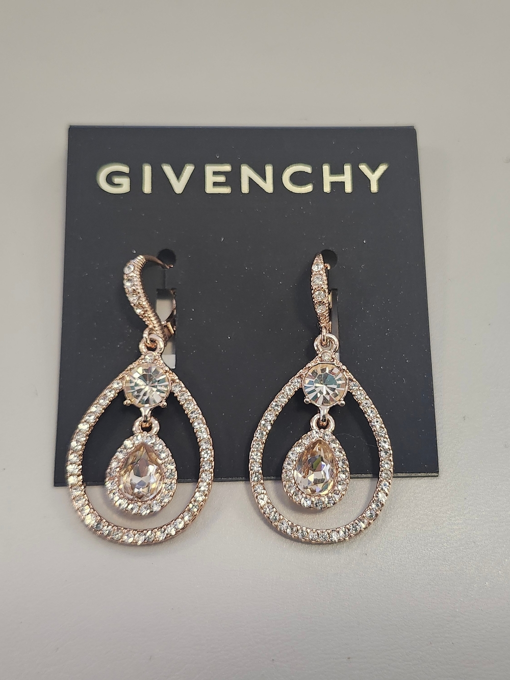 NWT Givenchy Rose-Gold Tone Pink Crystal Earrings